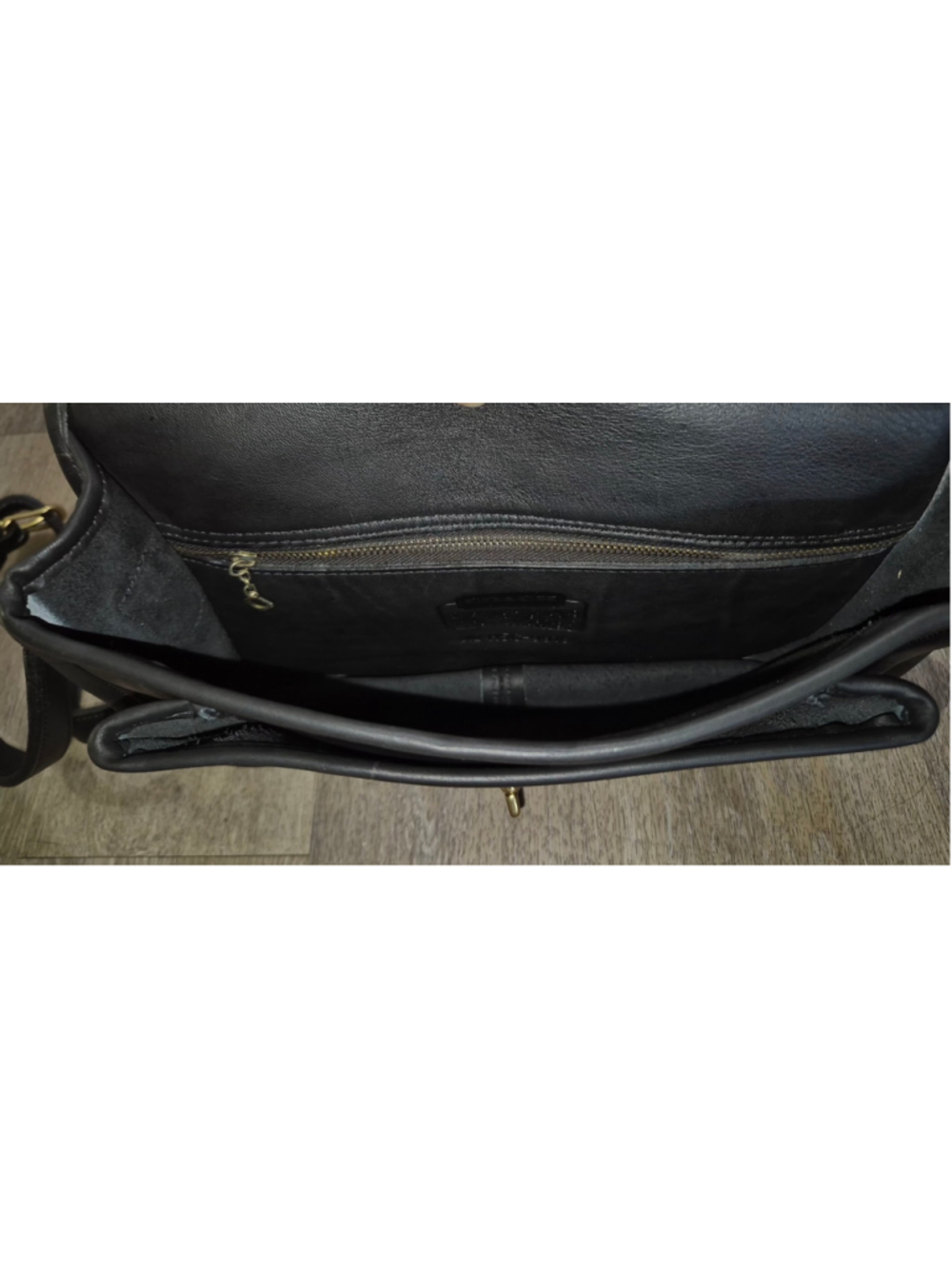 Women's Vtg Coach Leather Crossbody Bag One Size Black Gold - Picture 6 of 13